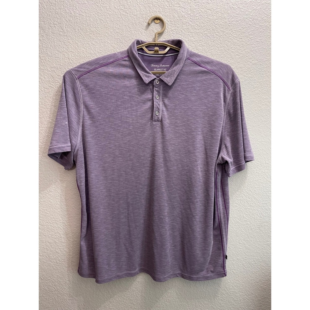 Tommy Bahama IslandZone Polo Shirt Mens XXL Purple Heathered  Merlin Cotton